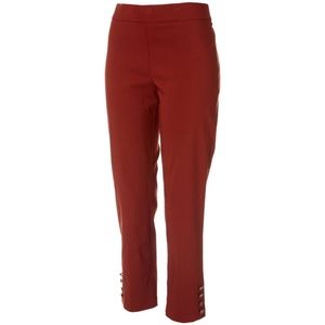 Nue Options 	Women's Pull On Solid Button Hem Capris